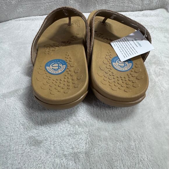 Sole Comfort NEW Womens Sandals Flip Flops Thongs Size 8 Brown Leather Suede - Picture 7 of 10